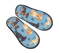 Pantofole di razza di cane dei cartoni animati per donne e uomini con stampa di zampa antiscivolo pantofole da casa per interni comode calzature pelose in memory foam scarpe da viaggio per