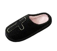 Pantofole divertenti Halloween scheletro ricamo in pile scarpe da interno | Ricamo scheletro e ossa incrociate, morbido pile, suola antiscivolo, coppie unisex, taglie UK 3-8, stagione spettrale e casa