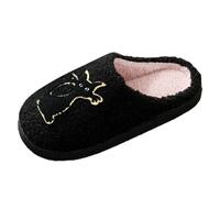 Pantofole divertenti Halloween scheletro ricamo in pile scarpe da interno | Ricamo scheletro e ossa incrociate, morbido pile, suola antiscivolo, coppie unisex, taglie UK 3-8, stagione spettrale e casa
