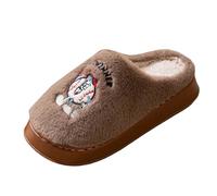 Pantofole Donna Autunno Inverno Comode Slip-on Ricamate con Suola Spessa Calzature Casual Moda per Coppie Casa (Coffee-2, 45)