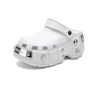 Pantofole donna Estate Punk Rivetti Piattaforma Pantofole Creative Metal Fittings Chunky Casual Scarpe Femminili All'Aperto Slides-Bianco-44-45