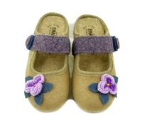 Pantofole Donna Feltro Lana Beige con Strap Plantare Estraibile EMANUELA