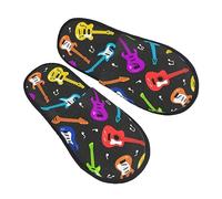 Pantofole Donna Guitar And Musical Notes Pattern Peluche Scarpe di Cotone Pelose Unisex Pantofole da Casa Uomo Inverno M