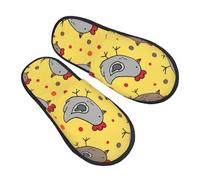 Pantofole Donna Little Yellow Chicken With Flowers Pattern Calde Babbucce Pelose Morbida Pantofole da Casa Inverno Casa M