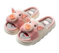 Pantofole donna Pantofole mucca Carino Pantofole maiale animali Pantofole uomo Comode pantofole lino per la casa (Red, Adulto, Donna, 38, Numero (range), Sistema Taglie Calzature EU, 39, Stretta)