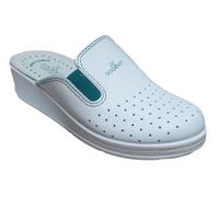 Pantofole donna sanitarie pelle comode ciabatte anatomiche 707 804 Bianco e Blu