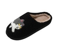 Pantofole donna uomo accoglienti pantofole da donna con gatto dei cartoni animati, coppia carina, scarpe interne calde per tutte le stagioni, scarpe da donna per matrimonio, Nero , 41 EU