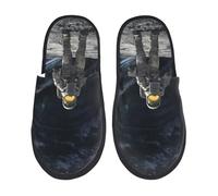 Pantofole Donna Uomo Astronaut Standing In The Moon Print Pantofole Da Uomo Peluche Pelo Foderata Morbide Ciabatte Invernali, Per Bagno, Interno Esterno, Viaggi, M