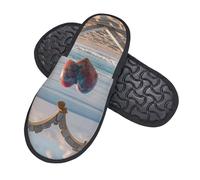 Pantofole Donna Uomo Heart Shape Romantic Beach Pantofole Donna Lavabile Calde E Comode Home Scarpe, Per Hotel, Viaggi, Bagno, L