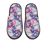 Pantofole Donna Uomo Skull Rainbow Color Space Pantofole Da Uomo Calde E Comode Lavabile Peluche Ciabatte, Per Interno Esterno, Viaggi, Hotel, M