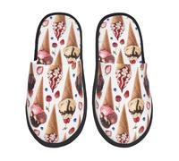 Pantofole Donna Uomo Strawberry Blueberry Ice Cream Inverno Pantofole Uomo Peluche Pelo Foderata Lavabile Scarpe Da Casa, Per Bagno, Hotel, Interno Esterno, M