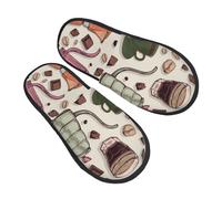 Pantofole Donna Uomo Vintage Coffee Print Large Inverno Pantofole Uomo Peluche Pelo Foderata Calde E Comode Home Scarpe, Per Interno Esterno, Viaggi, Hotel, M