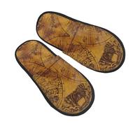 Pantofole Donna Uomo Vintage Map Print Large Inverno Pantofole Uomo Lavabile Calde E Comode Peluche Ciabatte, Per Interno Esterno, Viaggi, Hotel, M