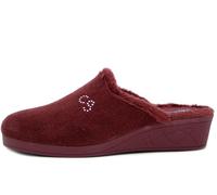 Pantofole Donna Velluto Rosso Bordeaux con Zeppa Antiscivolo CINZIA SOFT