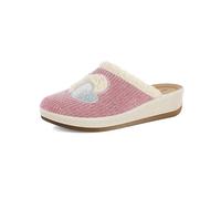 inblu Pantofole Donna Zeppa in Ecopelliccia con Cuori Patchwork, Plantare Anatomico Imbottito, Zeppa Leggera 4cm