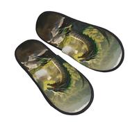 Pantofole drago verde pietra della foresta profonda per le donne e gli uomini pantofole calde per le donne scarpe da casa pantofole camera da letto pantofole pelose invernali scarpe
