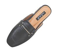 Pantofole e zoccoli da donna, comode e estive, in pelle, eleganti, scarpe piatte antiscivolo, pantofole estive, comode, da basket leggere, casual, mule chic, elegante, scarpe aperte, slip on, 01 Nero