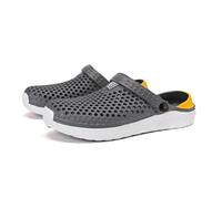 Pantofole e zoccoli da uomo e donna perforati, sandali estivi comodi, pantofole estive traspiranti con flangia posteriore, pantofole da spiaggia, vacanze, tempo libero, 01 Grigio, 42 EU