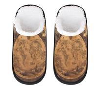 Pantofole educative vintage con mappa del mondo, pantofole da viaggio per interni e uomini, pantofole da casa in peluche, Multicolore, 8/11 UK Wide
