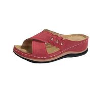 Pantofole estive da donna bohémien, con zeppa, sandali con zeppa, sandali con plateau, traspiranti, comodi, piatti, da spiaggia, plantare, Colore: rosso, 42 EU