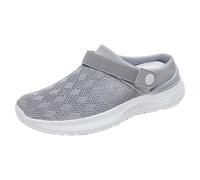 Pantofole estive da donna, comode e traspiranti, antiscivolo, leggere, per camminare, per anziani, con piedi larghi, grigio., 38 EU