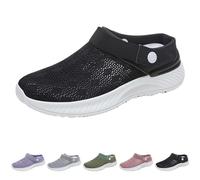 Pantofole estive da donna, comode e traspiranti, antiscivolo, leggere, per camminare, per anziani, con piedi larghi, Nero , 36 EU