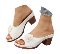 Pantofole estive da donna con tacco a punta aperta sandali romani in pelle PU elegante moda pantofole classiche ciabatte da casa spiaggia all'aperto