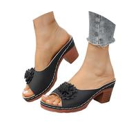 Pantofole estive da donna con tacco a punta aperta sandali romani in pelle PU elegante moda pantofole classiche ciabatte da casa spiaggia all'aperto