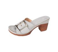 Pantofole estive da donna con tacco, comode pantofole traspiranti, sandali bohémien, suola solida, Sliders Holiday, sandali da spiaggia casual, grigio., 39 EU