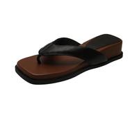 Pantofole estive da donna con una parola selvatica femminile usura esterna fondo spesso sandali rialzanti per il tempo libero pantofole sandali slip-on per le signore, Nero , 38 EU