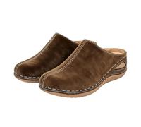Pantofole estive da donna con zeppa e punta chiusa, sandali ortopedici da spiaggia, pantofole leggere traspiranti per interni ed esterni, scarpe da passeggio, Marrone, 37.5 EU