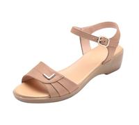 Pantofole estive da donna con zeppa, scarpe ortopediche da donna, vestibilità larga, con supporto per arco plantare, piattaforma scavata, per spiaggia, passeggiate e viaggi, cachi, 39 EU