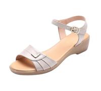 Pantofole estive da donna con zeppa, scarpe ortopediche da donna, vestibilità larga, con supporto per arco plantare, piattaforma scavata, per spiaggia, passeggiate e viaggi, Grigio, 38 EU