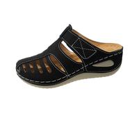 Pantofole estive da donna con zeppa, traspiranti, con suola morbida, chiuse sul davanti, comode pantofole per tutti i giorni, all'aperto e viaggi, Nero , 40 EU