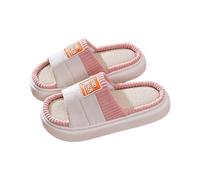 Pantofole estive da donna, in cotone, con plateau e plateau, in lino, antiscivolo, per la casa, pantofole in feltro, Colore: rosa., 40 EU