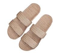 Pantofole estive da donna in lino, comode e antiscivolo, per la casa, comode, casual, da spiaggia, da spiaggia, caffè, 42 EU
