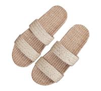 Pantofole estive da donna in lino, comode e antiscivolo, per la casa, comode, casual, da spiaggia, da spiaggia, beige., 46 EU