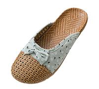 Pantofole estive da donna, in lino, per il tempo libero, comode, eleganti, per attività all'aria aperta, da spiaggia, Verde menta, 37 EU