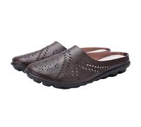 Pantofole estive da donna in pelle 44, pantolette, zoccoli, pantofole, pantofole da trekking, ampia vestibilità, sandali da spiaggia, infermieri, schiena aperta, pantofole da esterno con antiscivolo