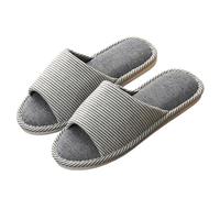 Pantofole estive da donna per interni con punta aperta da donna, pantofole da casa in cotone e lino, traspiranti, pantofole da donna per ospiti a casa, sandali estivi per interni ed esterni, Marina