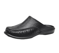 Pantofole estive da uomo in pelle, 44 larghezze, antiscivolo, con plateau chiuse, per interni ed esterni, per la casa, Soft Half Baotou Slippers, Nero , 43 EU