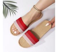 Pantofole estive intrecciate in lino di moda da donna, sandali resistenti all'umidità e agli odori per uso interno/esterno, pantofole da spiaggia e resort CN35-36,CN37-38,CN39-40,CN41-42Tessuto
