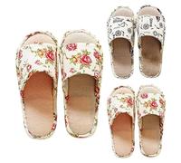 Pantofole floreali da donna in lino pantofole da donna da uomo con stampa cursori leggeri per doccia per coppia scivoli per casa indoor traspiranti diapositive aperte a punta aperta scarpe casual da
