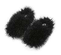 Pantofole fuzzy per donne uomini uomini fauci neri lunghi capelli lunghi pannelli da novità pannelli solari solari calde pannelli caldi scarpe da cambio per le dimensioni outdoor interno invernali 40