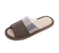 Pantofole giapponesi da interno da uomo, in lino, con punta aperta, silenziose, traspiranti, per tutto l'anno, comode scarpe da casa, scarpe da interno in memoria, stile retrò, a blocchi di colore