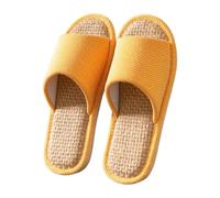 Pantofole giapponesi in lino tinta unita da donna, estive, per interni ed esterni, antiscivolo, per coppie, in cotone e lino, set di pantofole e pantofole da donna, Arancione, 38.5 EU