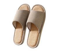 Pantofole giapponesi in lino tinta unita da donna, estive, per interni ed esterni, antiscivolo, per coppie, in cotone e lino, set di pantofole e pantofole da donna, Caff, 40 EU