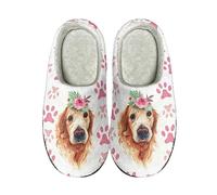 Pantofole Golden Retriever Paw Flower White Pantofole Senza Tallone Per | Ciabatte da Casa Morbido Silenziose Ciabatte da Bagno per Ospiti Invernali Unisex