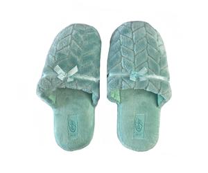 Pantofole Griff con fiocchetto acqua marina