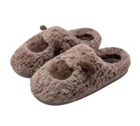 Pantofole in cotone e lino - Scarpe da donna ultra comode tinta unita pantofole per la casa delle donne morbide pantofole interne leggere spesse e antiderapant donna, marrone, 42 EU